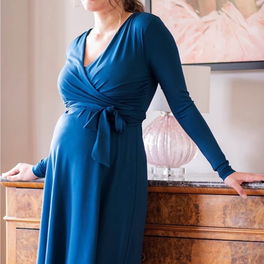 Seraphine Teal Long Sleeve Maternity Dress